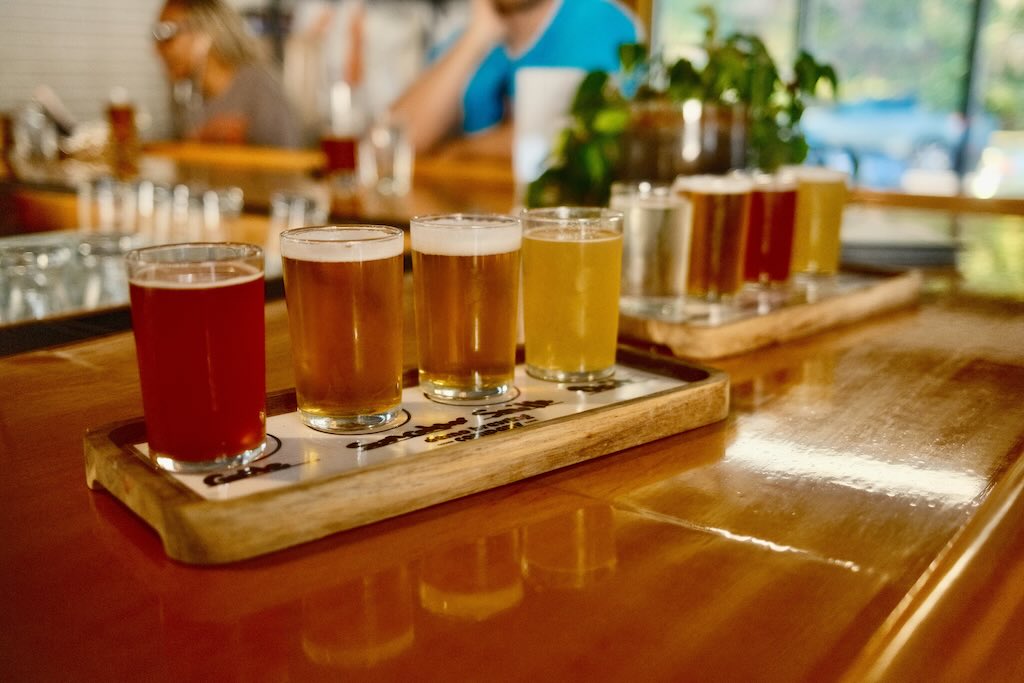A small group enjoying the Demo Brewing taproom